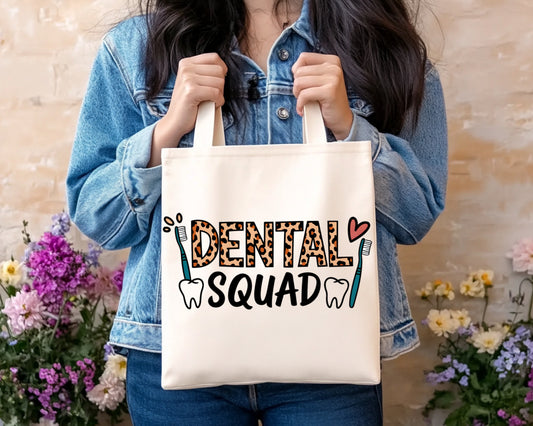 Large Canvas Tote Bag - Dental Squad Print